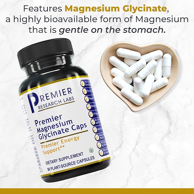 Premier Research Labs Magnesium Glycinate Max BN-D &amp AdrenaVen Supplement Bundle - Pure Magnesium Liquid Vitamin B Complex for Liver &amp Brain Health Adrenal Support for Women &amp Men - Pa
