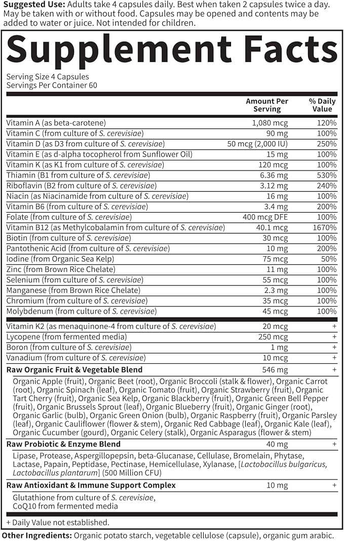 Garden of Life Multivitamin for Men - Vitamin Code 50 &amp Wiser Men's Raw Whole Food Vitamin Supplement with Probiotics Vegetarian 240 Capsules(Pack of 2)