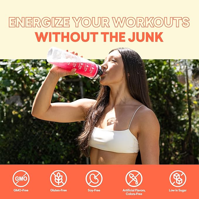 EBOOST POW Natural Pre Workout Powder - 20 Servings Peach Nectar - Preworkout Energy Booster Gym Supplement Drink Mix for Men and Women - Performance Joint Mobility Support - Gluten-Free