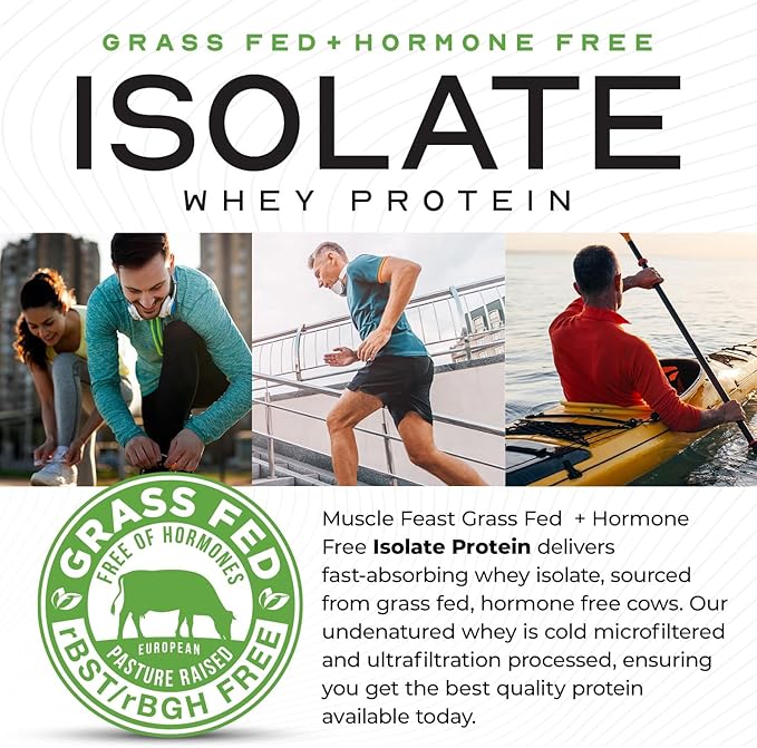 Muscle Feast Grass-Fed Whey Protein Isolate All Natural Hormone Free Pasture Raised Whey Isolate Protein Powder for Men and Women Clean Gluten-Free Delicious Isolate Protein - Birthday Cake 2lb