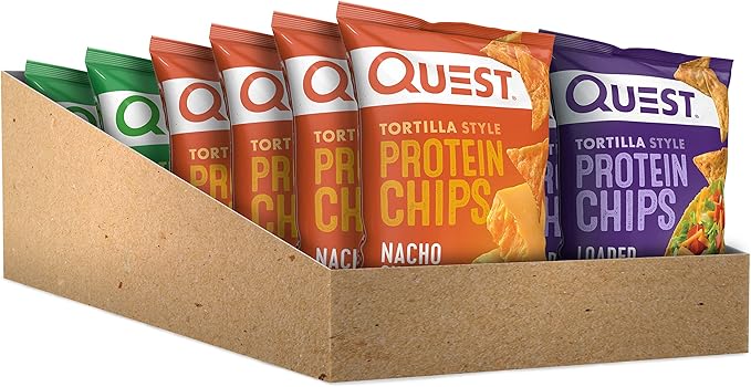 Quest Protein Shake Vanilla 11 Fl Oz 4 Count Pack of 3 and Protein Chips Chili Lime Nacho Cheese Loaded Taco Variety Pack