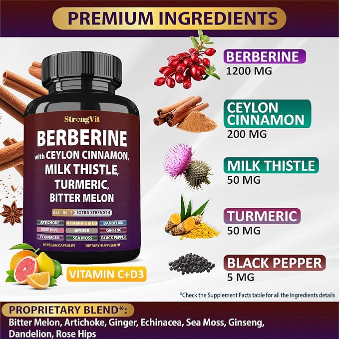 Biotin Complex &amp Berberine Supplement Bundle (120 Capsules)