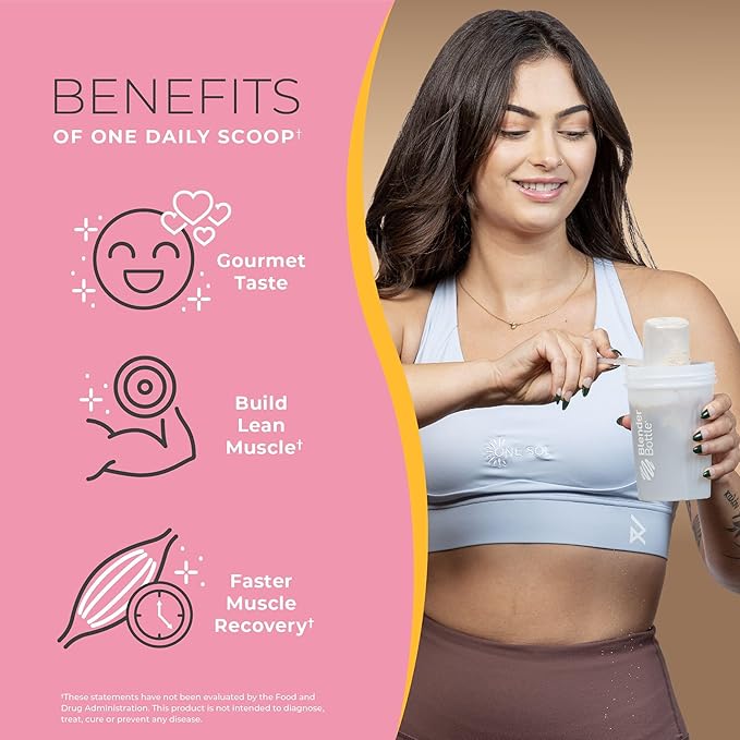 One Sol Lean Plant-Based Protein Powder Pea &amp Brown Rice Protein Low Carb Vegan Friendly - Gluten Lactose &amp Soy Free - No Added Sugar Non-GMO Clean Nutrition No Bloating (Horchata)
