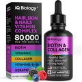 Liquid Biotin for Hair Growth Skin &amp Nails - 80000 mcg Hair Vitamins Drops - Extra Strength Biotin 5000mcg Collagen Keratin with Hyaluronic Acid - Multivitamin Supplement for Women &amp Men -