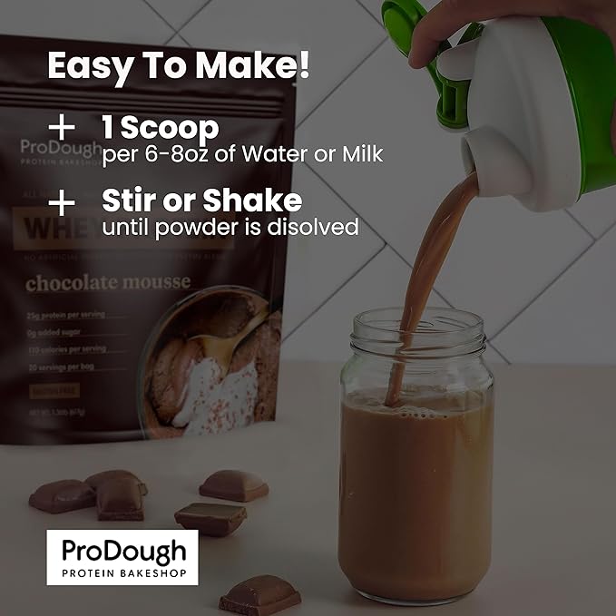 ProDough Gourmet Whey Isolate Hydrolized Protein Powder for Shake Mix- Easy Digest Enzyme Blend 25g Protein per Serving Natural Ingredients Gluten Free Keto Friendly (Iced Mocha)