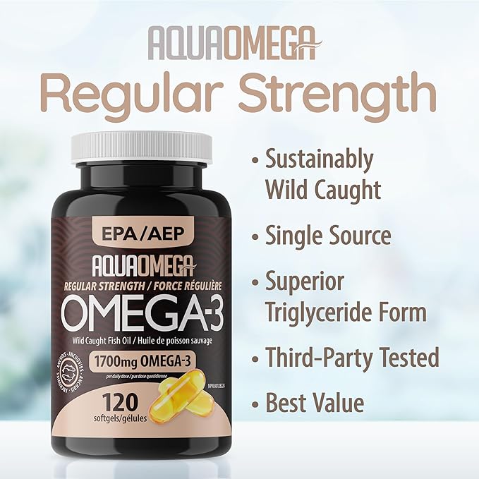 Regular Strength Omega 3 Supplements Fish Oil Omega 3 with EPA &amp DHA Supplement Wild Caught Fish Oil Capsules Omega3 Supplements Without Fishy Aftertaste 120 Softgels