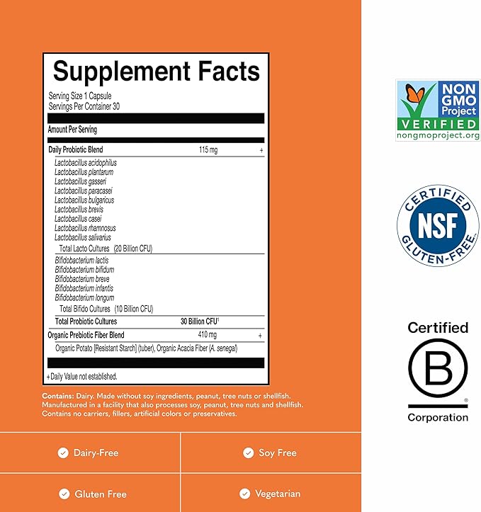 Garden of Life Dr. Formulated Probiotics Once Daily - 30 Billion CFU - Daily Probiotic for Gut Health &amp Immune Support - 30 Vegetarian Capsules