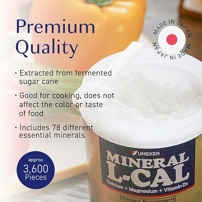 Mineral L-Cal Calcium with Vitamin D3 12 Month Supply Water Soluble Ball Format with Magnesium &amp Minerals Fast Absorbing Calcium Magnesium D3 Supplement 3600 Balls per Bottle 360g Pack of 2