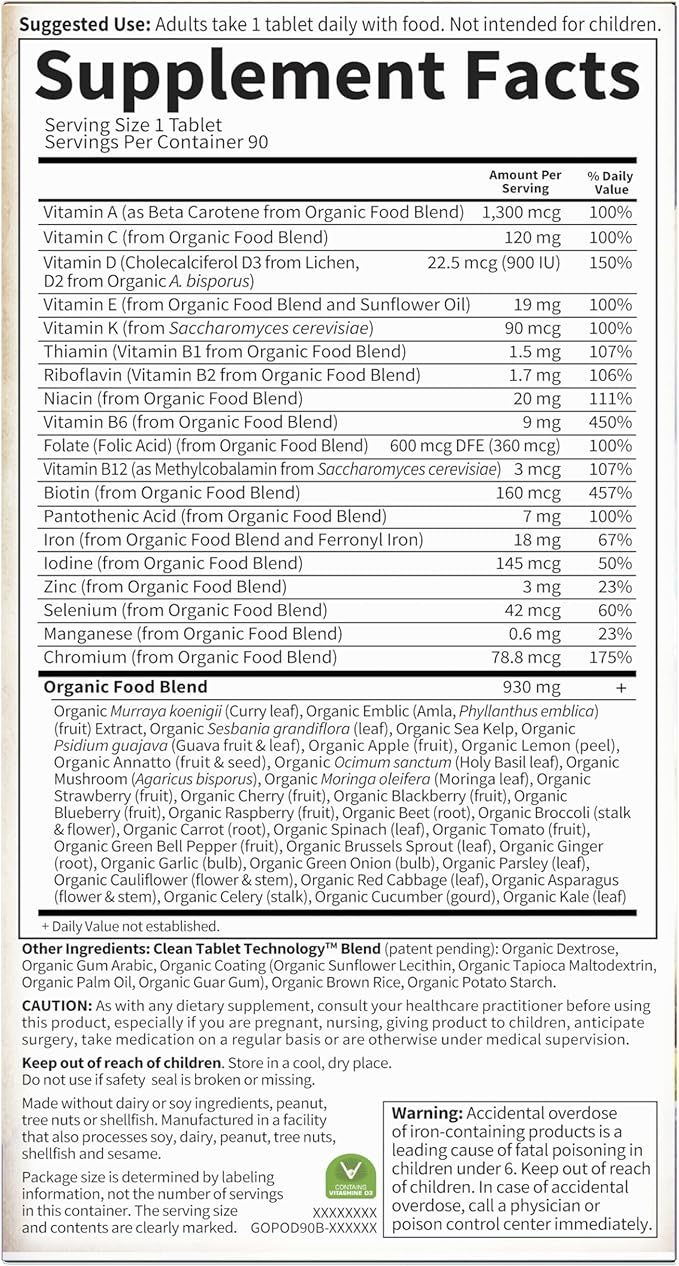 Garden of Life Prenatal Vitamins for Women Organics Folate for Energy &amp Healthy Fetal DevelopmentNon-constipating IronVitamin C B6 B12 D3Non-GMOGluten-Free Vegan 90 Day Supply (Pack of 2