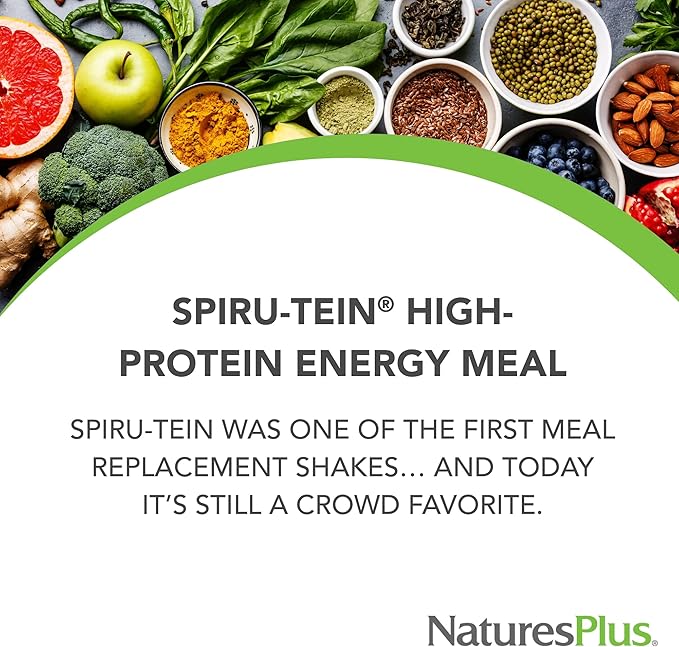 NaturesPlus SPIRU-TEIN Chocolate - 1.05 lbs Pack of 2 - Plant-Based Protein Shake - Non-GMO Vegetarian Gluten Free - 34 Total Servings