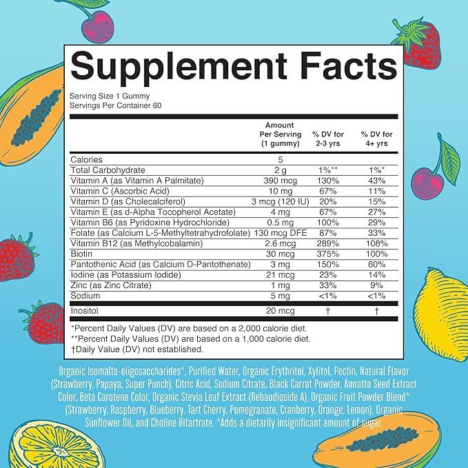 MaryRuth Organics Multivitamin Probiotic Magnesium Calm and Vitamin C Gummies for Kids | Clean Label Project Verified® | Vitamins for Immune Support &amp Overall Health | Vegan Non-GMO Gluten Fr