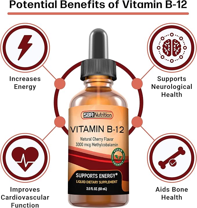 SBR Nutrition D3+K2 and B12 Bundle Vitamin D3K2 (MK7) Liquid Drops Peppermint 1oz | Vitamin B-12 3000mcg Liquid Drops 2oz | for Adults &amp Kids | Non-GMO Gluten Free
