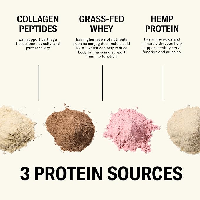 Ballerina Farm Grass Fed Whey Protein Powder 4 Flavor Variety Pack 24g Protein with Collagen Peptides Bovine Colostrum Hemp Hearts &amp Prebiotic Fiber No Artificial Ingredients 12 Servings
