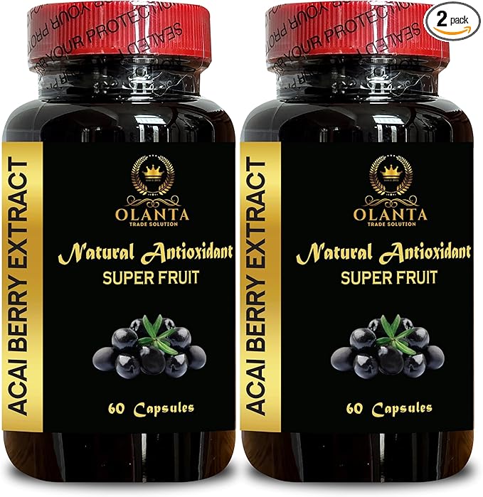Acai Berry Extract 4:1 Capsules – Plant-Based Superfood Supplement for Energy &amp Ongoing Wellness Antioxidant - 2 Bottles 120 Capsules