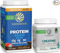 Creatine Powder &amp Chocolate Organic Plant Based Protein Powder Set | Bundle &amp Save | Vegan Organic Protein plus Unflavored Creatine Monohydrate (60 Servings Unflavored 32 Servings Chocolate)