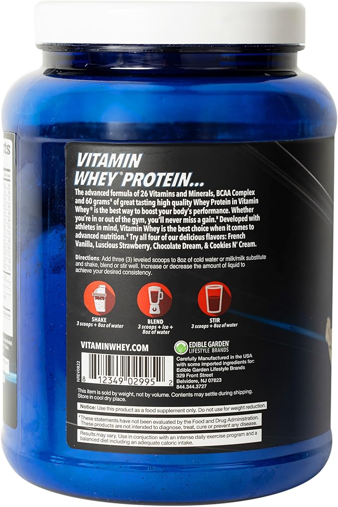 Protein Cookies N Cream 60g Whey Protein BCAA Complex 26 Vitamins &amp Minerals Gluten Free 1.5 LB