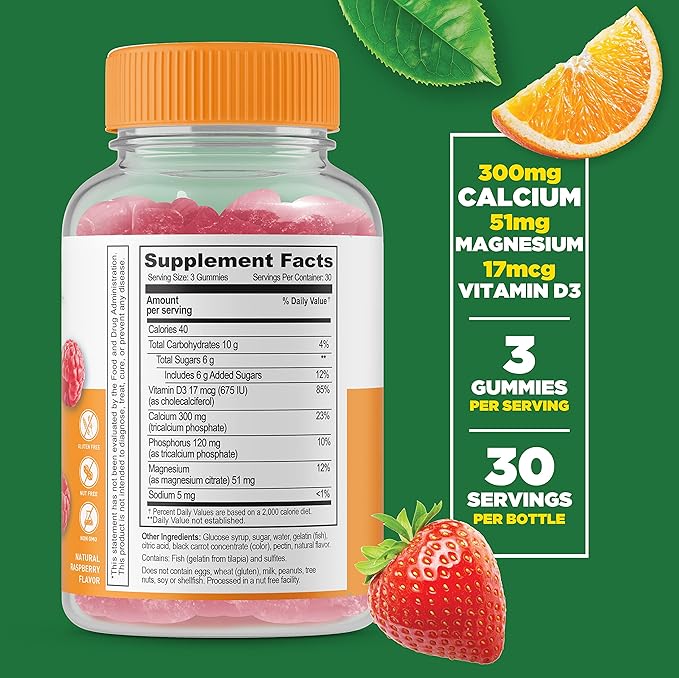 Lifeable Calcium Magnesium + Calcium Magnesium Zinc &amp Vitamin D Gummies Bundle - Great Tasting Vitamin Supplement Gluten Free GMO Free Chewable Gummy