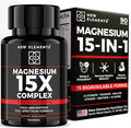 Magnesium 15-in-1 Complex 224mg – Multi Magnesium Supplement Capsules Complete Magnesium Blend &amp Combo – Best All-in-One Full Spectrum Magnesium Complex for Women &amp Men Sleep Muscle Nerve