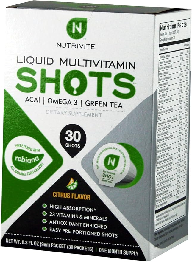 Citrus Flavor Liquid Multivitamin Shots 0.3-Ounce Packet 30-Count Box