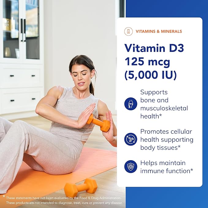 Pure Encapsulations Vitamin D3 125 mcg (5000 IU) - Supplement to Support Bone Joint Breast Heart Colon and Immune Health* - with Vitamin D - 250 Capsules