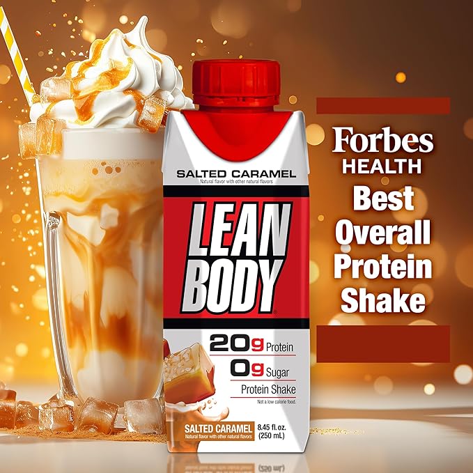LABRADA NUTRITION - Lean Body RTD Whey Protein Shake Convenient On-The-Go Meal Replacement Shake for Men &amp Women 20 grams of Protein – Zero Sugar Lactose &amp Gluten Free Salted Caramel (Pack
