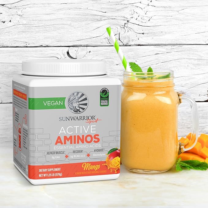 Sunwarrior Amino Acids Amino Energy Powder Essential Amino Acids EAA &amp BCAA | Muscle Repair Hydration &amp Recovery | Promote Wellness Strength &amp Endurance | Mango Flavor | 30 Servings | Acti