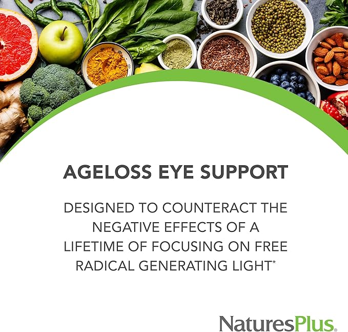 NaturesPlus AgeLoss Eye Support - 60 Capsules - with Lutein Astaxanthin &amp Zeaxanthin - Vegetarian Gluten Free - 30 Servings