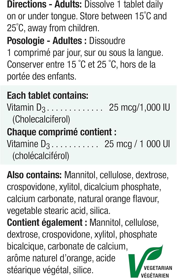 Jamieson Vitamin D3 1000 IU 150 Sublingual Tablets