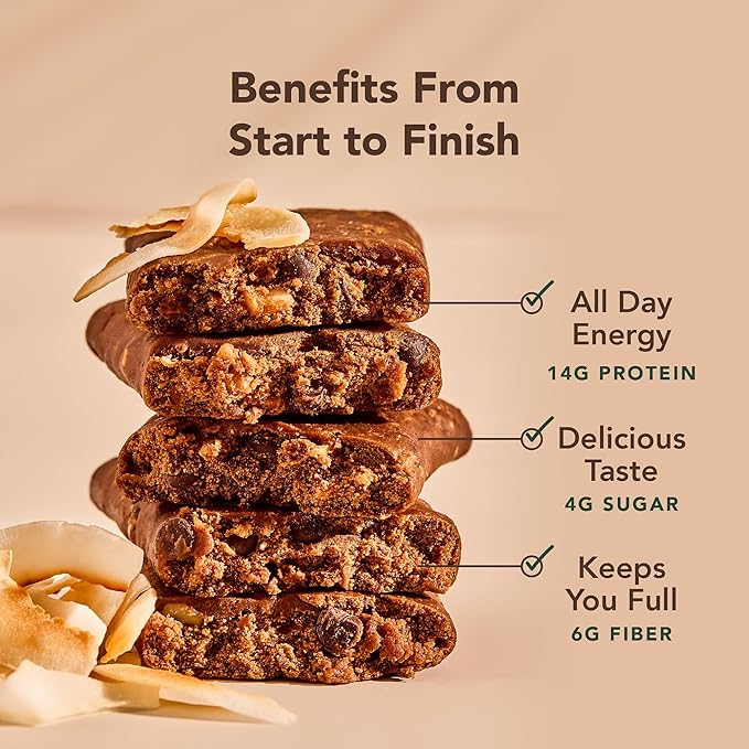 ALOHA Organic Plant Based Protein Bars - Chocolate Coconut Almond Vegan Low Sugar Gluten-Free Low Carb Non-GMO No Stevia No Erythritol - 12 Count (Pack of 1)