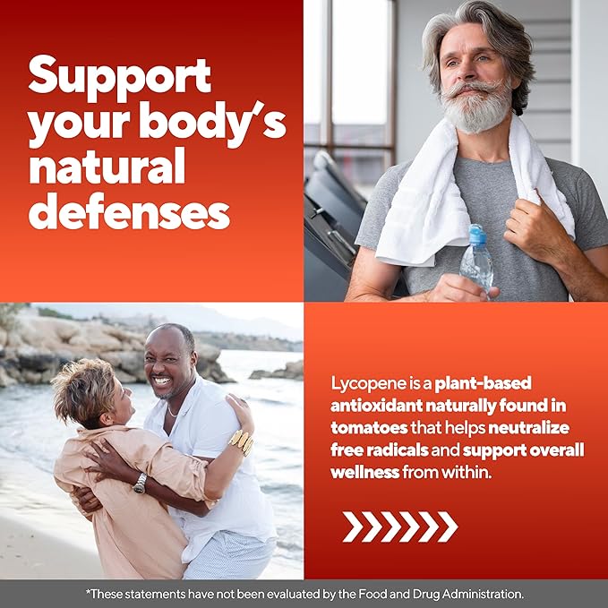 Lycopene Supplements for Men – USA Made Prostate Supplements for Men with Natural Tomato Extract – Non-GMO Lycopene Supplement for Normal Prostate Skin &amp Antioxidant Support – 120 Count