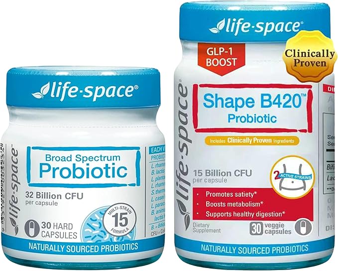 Life-Space Premium Broad Spectrum Probiotics + Shape B420 Probiotics Support Daily Digestive Health &amp Immune Health and Enhance Metabolic GLP-1 Boost