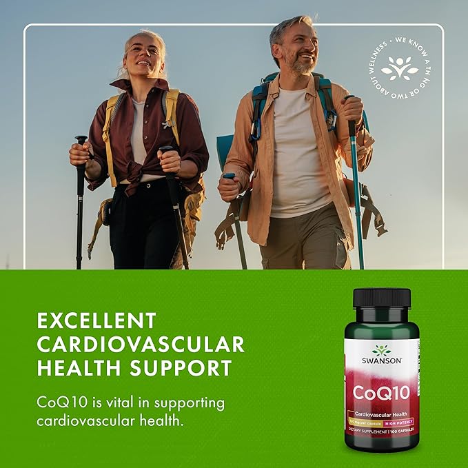 Swanson CoQ10 - Helps Promote Heart Health Energy Support &amp Aids Overall Cardiovascular System Health - Helps Maintain Coenzyme Q10 Supplement - (100 Capsules 120mg Each) (Pack of 2)