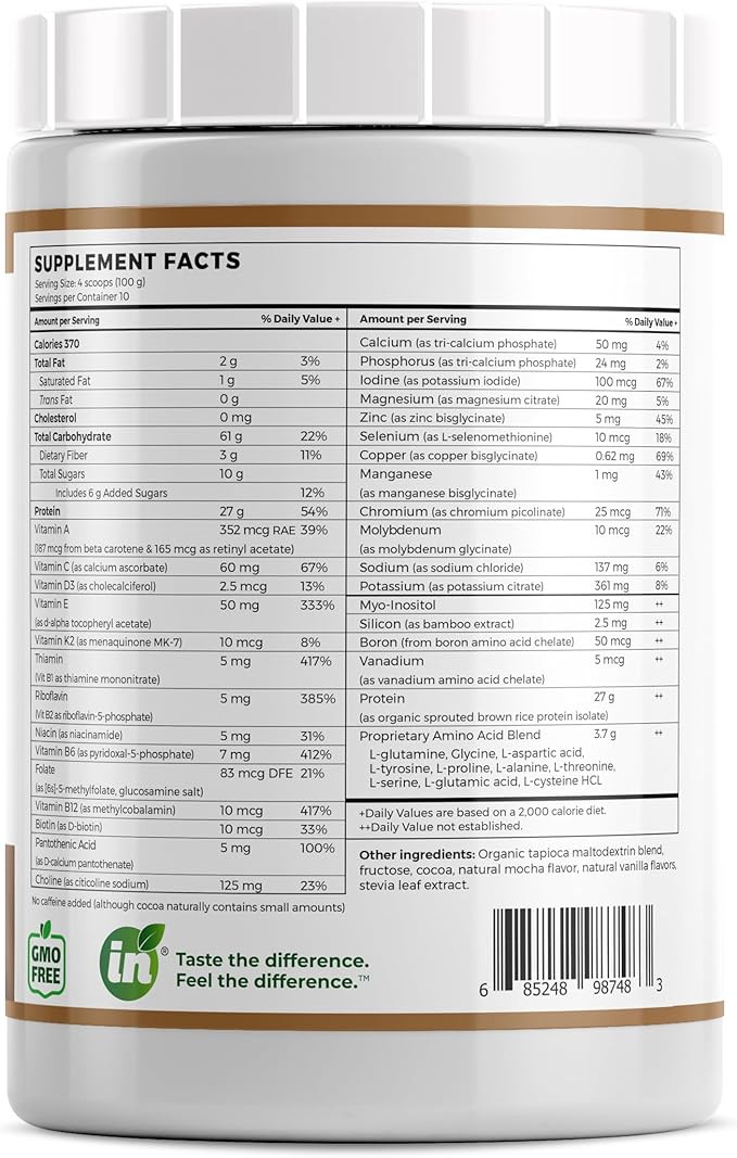 Vegan Elemental Shake – Nutrient-Rich Powder Nutritional Support Natural Ingredients Non-GMO Gluten-Free Organic Sprouted Rice Protein (2.2 Pound Mocha Latte)