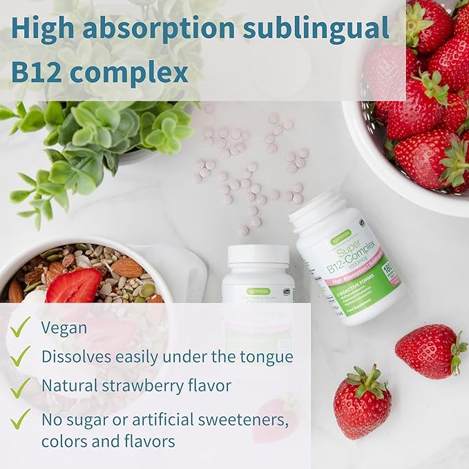 Vegan Omega-3 + Super B12-Complex 1000mcg Vegan Bundle Sustainable EPA &amp DHA Algae Oil 1340mg + High Absorption Sublingual Vitamin B12 With Methylcobalamin Adenosylcobalamin &amp Hydroxocobalam
