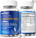 2 Pack Liposomal Calcium AKG Supplement 1500mg with Vitamin D3 &amp K2 for Women &amp Men Calcium Supplement with Magnesium Glycinate Boron Probiotics &amp Vitamin C for Bone Strength &amp Ener