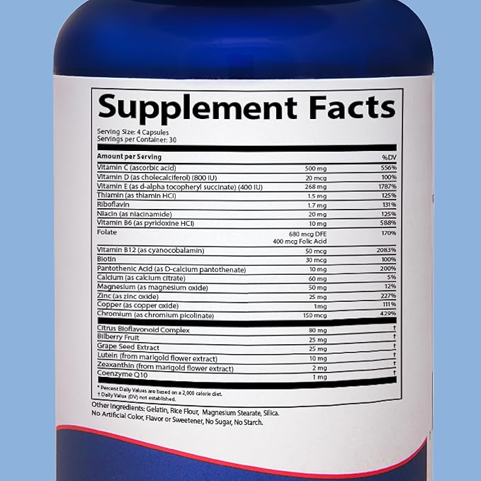 Doctor’s Advantage Macular Shield Eye Vitamins Plus Multivitamin – 120 Capsules 30-Day Supply – Lutein and Zeaxanthin Supplements with AREDS 2® Vision Ingredients &amp Complete Multivitamin Complex