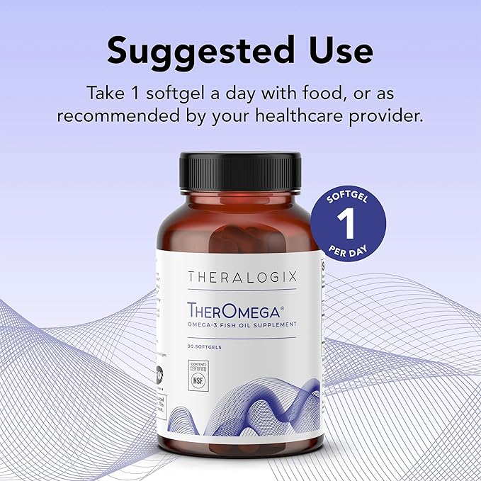 Theralogix TherOmega Omega-3 Fish Oil Supplement - Supports Heart Brain Immune &amp Joint Health* - 700 mg DHA &amp EPA from Wild Alaska Pollock - Sustainably Sourced - NSF Certified - 90 Softgels