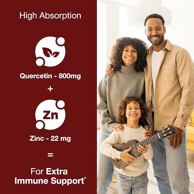 Sandhu's Zinc Quercetin 120 Vegetarian Capsules (Pack of 3) | High Absorption Zink Supplements for Immunity and Seasonal Allergy | Antioxidant Immune Support for Men and Women | Easy to Swallow