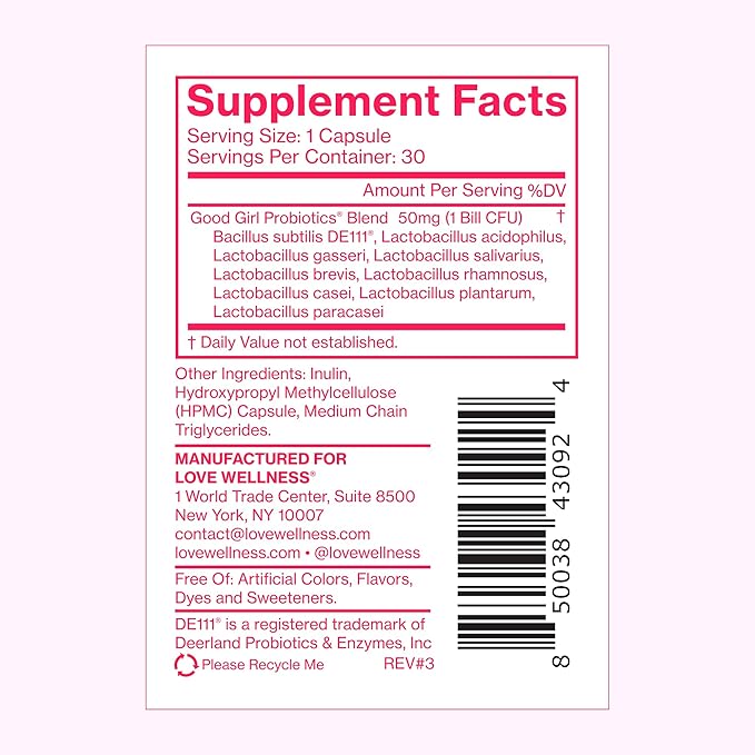 Love Wellness Good Girl Probiotics and Healthy V Vitamin | Womens Wellness Duo | Womens Probiotics Supplements for pH Balance and Vaginal Health