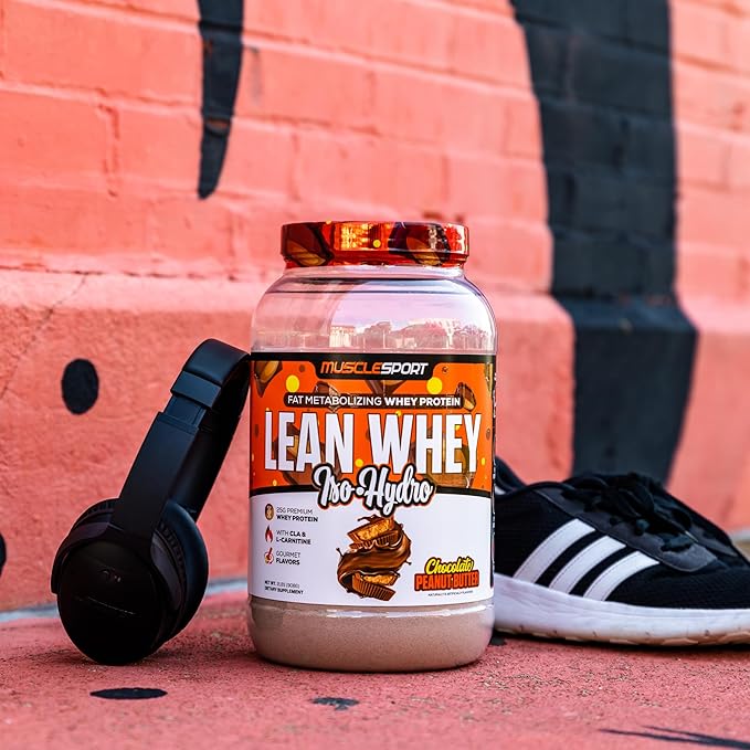 Musclesport Lean Whey Revolution™ Protein Powder - Whey Protein Isolate - Low Calorie Low Carb Low Fat Incredible Flavors - 25g Protein per Scoop - 5lb Chocolate Peanut Butter
