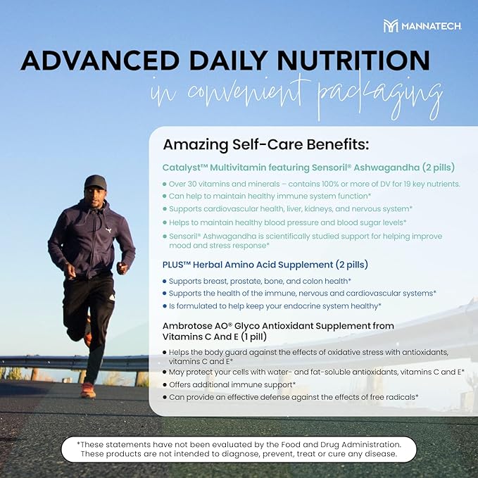 Mannatech More Than Just a Multivitamin Optimal Support Packets Amazing Self-Care Benefits of OSP Daily Vitamins w/Ashwagandha Capsules Immune Support and Antioxidant Supplement - 60 Packets