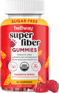Bellway Super Fiber Gummies for Adults - Sugar Free Organic Fiber Supplement Gummies with 4g of Fiber per Serving - Prebiotic Chicory Root Fiber for Digestive Gut Health Raspberry Lemon 60 Count