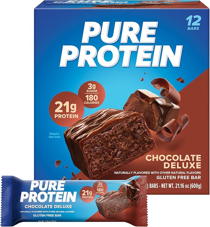 Muscle Milk Pro Series Protein Powder Knockout Chocolate 2lb 11 Servings 50g Protein &amp Pure Protein Bars Chocolate Deluxe 12 Count 1.76oz 21g Protein