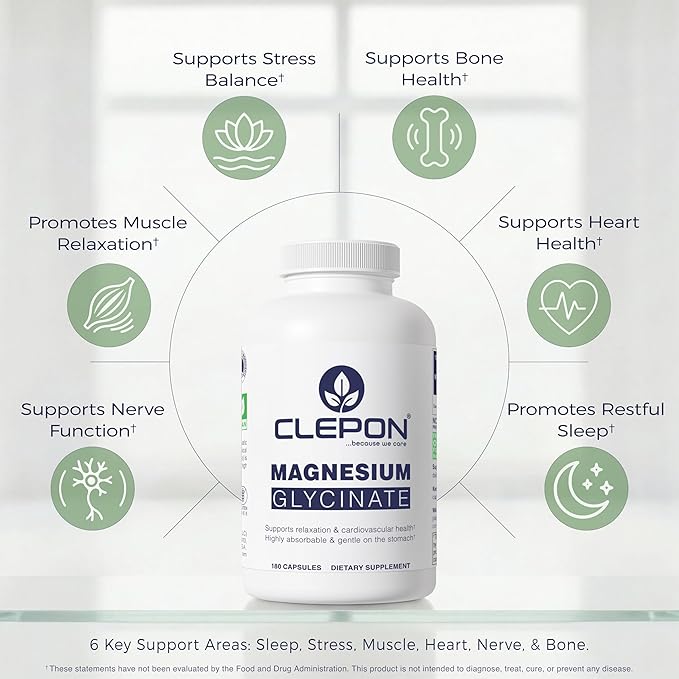 Magnesium Glycinate - 100% Chelated for High Absorption - 180 Capsules - 100mg Elemental Magnesium per Capsule - Relaxation Muscle Cramps Relief &amp Sleep Support - 3rd Party Tested Vegan