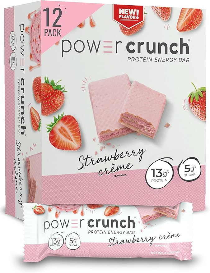 Power Crunch Protein Wafer Bars French Vanilla &amp Strawberry Crème 1.4 Ounce (12 Count) Bundles