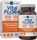 Vital Planet - Vital Flora Advanced Biome Probiotic 100 Billion CFU 100 Diverse Strains 10 Organic Prebiotics Immune Support Colon and Digestive Health Probiotics for Women and Men 30 Capsules