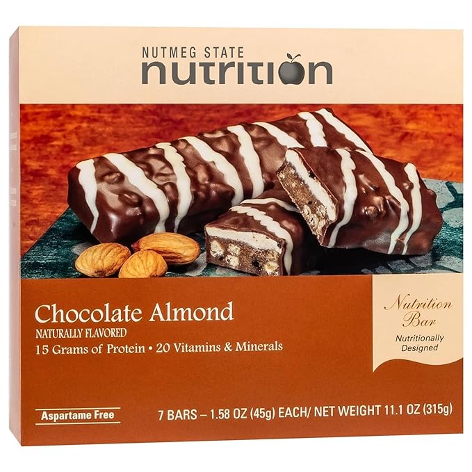 Nutmeg State Nutrition High Protein Bars 7 Servings Per Box (1 Box (7 Servings) Chocolate Almond)