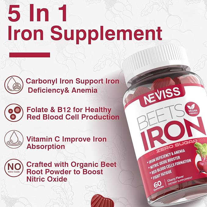 Vegan Iron Gummies with Vegan Multivitamin for Women Men with Iron Vitamin B12 A D3 K2 Algae Omega 3 Magnesium Zinc