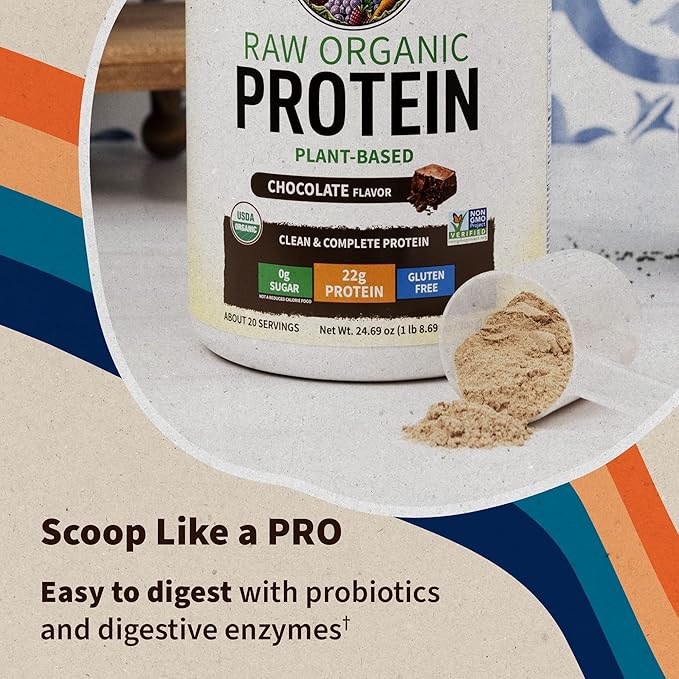 Garden of Life Protein Powder Vegan Protein Powder BCAA Probiotics &amp Digestive Enzymes Gluten &amp Lactose Free Chocolate 1.5 LB