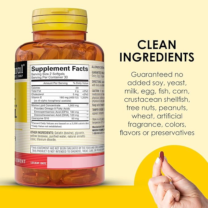 MASON NATURAL Heart TrioCo Q10 Vitamin E &amp Fish Oil 3 Month Suppy Supports Normal Heart Health 3 Pack
